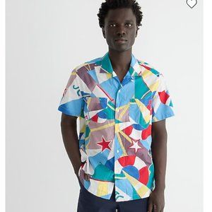 J. Crew | Short-sleeve slub cotton camp-collar shirt in print | NWT